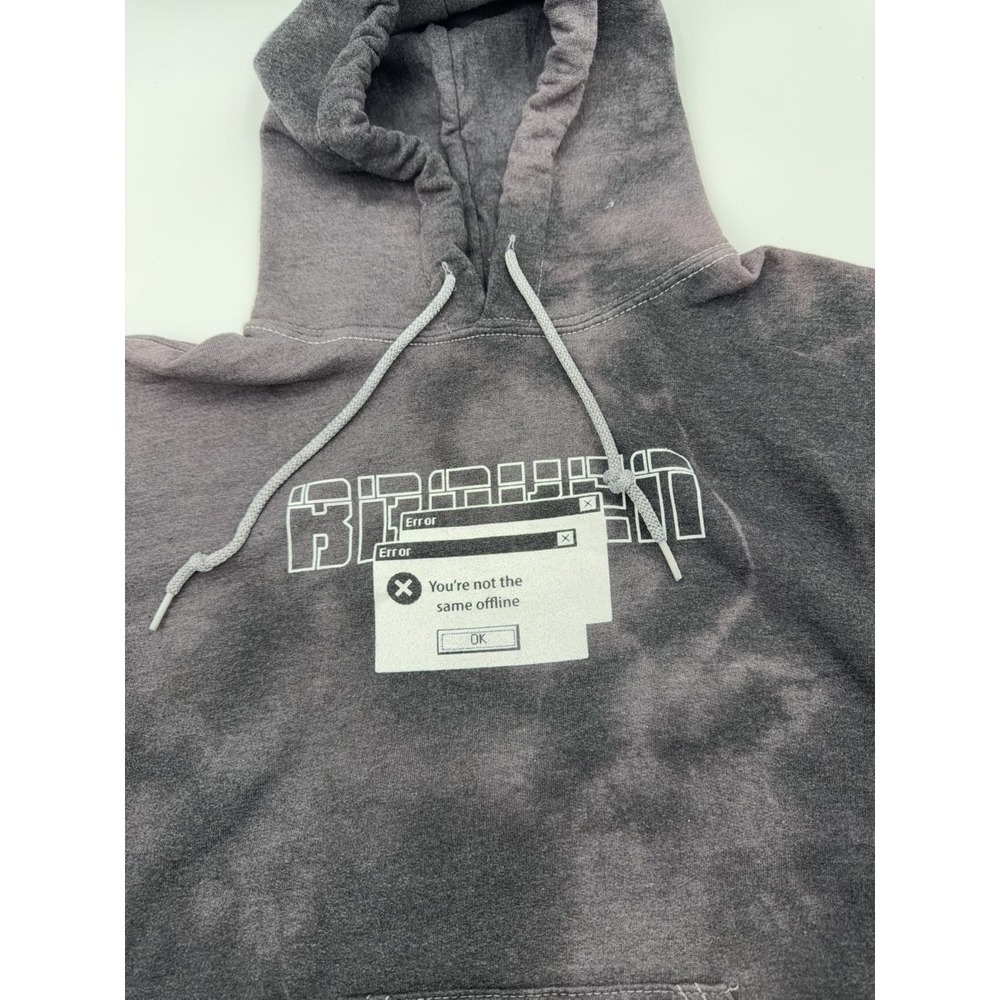 Broken Promises Same Offline Mineral Wash Hoodie Grey Small Streetwear Graphic - Picture 3 of 7